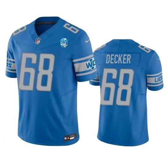 Men Detroit Lions 68 Taylor Decker Blue 2023 F U S E  90th Anniversary Vapor Untouchable Limited Stitched Jersey